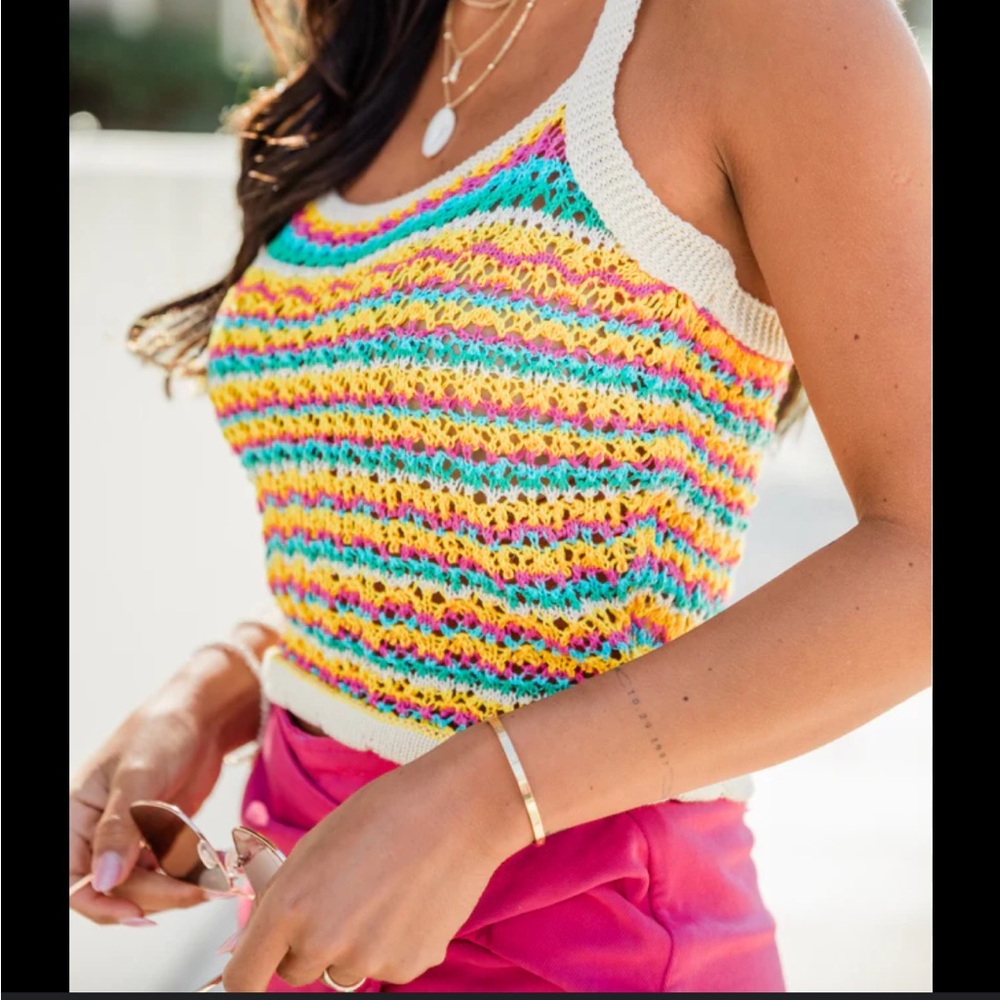 LUSH Colorful Knit Tank Top NWT